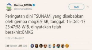 BMKG: Peringatan Tsunami di Tasikmalaya Resmi Dicabut