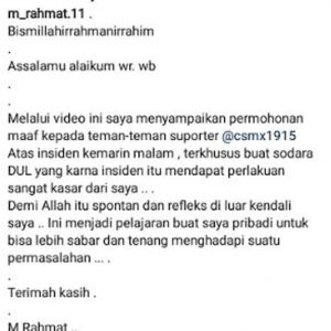 M Rahmat Minta Maaf Usai Aniaya Suporter PSM, “Demi Allah Itu Spontan dan Refleks”