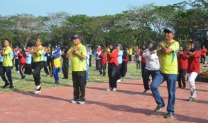 Senam Massal Ramaikan Hari KORPRI ke-48 di Sidrap