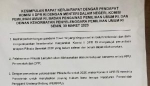 DPR-Pemerintah Sepakat Tunda Pelaksanaan Pilkada 2020