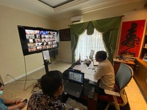 Nurdin Abdullah Pimpin Rakor Covid-19 Bersama OPD Via Video Conference