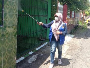 Kabid Pemberdayaan Perempuan KNPI Sulsel Pimpin Langsung Penyemprotan Disinfektan di Rappocini