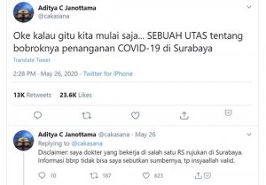 Cuitan Dokter Aditya soal Penanganan Covid-19, DPD KAI Pasang Badan