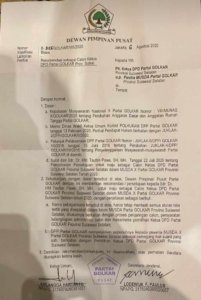 Musda Golkar Makin Seru, Beredar Surat Diskresi untuk TP