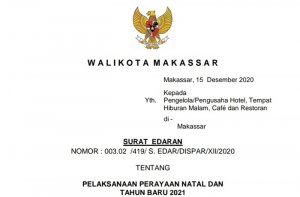 Keluarkan Surat Edaran, Pemkot Makassar Larang Perayaan Tahun Baru dengan Berkerumun