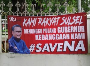 Karangan Bunga Dukungan kepada Nurdin Abdullah Berganti Baliho