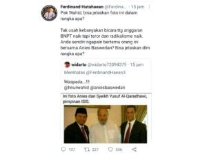 Anies Baswedan Disebut Ketemu Pimpinan ISIS, Ternyata Ferdinand Bagikan Foto Hoaks