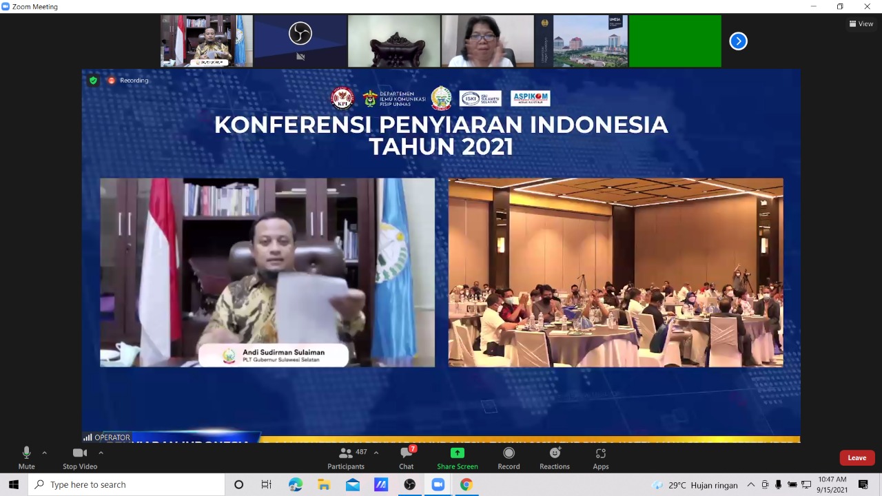 Dihadiri Sandiaga Uno, Plt Gubernur Sulsel Buka Konferensi Penyiaran Indonesia 2021