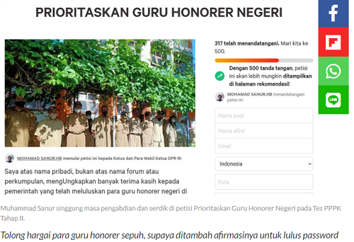 Petisi Prioritaskan Guru Honorer Negeri Kurang Dukungan, Ini Jumlah Dukungannya