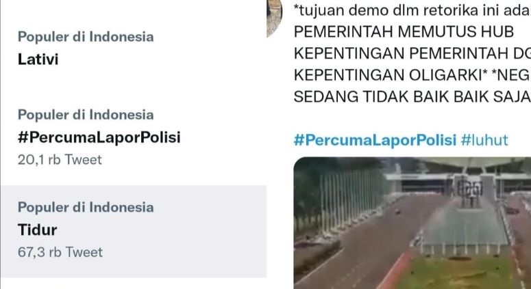 PercumaLaporPolisi Kembali Trending di Twitter, Netizen: Melayani yang Berduit, Mengayomi yang Viral