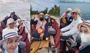 Keseruan Tim Inspektorat Audit Dana Desa Gunakan Perahu Ketinting Sebrangi Muara