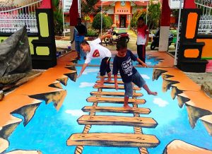 Keren! Lantai Sekolah di Luwu Utara Dilukis 3 Dimensi Seperti “Tol Langit”
