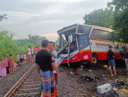Begini Kronologi Kecelakaan Bus Harapan Jaya vs KA Rapih Dhoho, Bagian Belakang Tertabrak Hingga Berputar