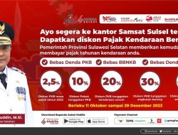 Berlaku hingga Akhir Tahun, Pemprov Sulsel Beri Diskon Pajak Kendaraan Bermotor