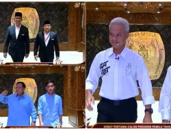 Potret Anies-Muhaimin, Prabowo-Gibran dan Ganjar-Mahfud di Debat Pertama