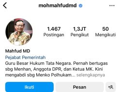 Akun Instagram Mahfud MD Diretas, Begini Penjelasan Staf Khusus Menko Polhukam