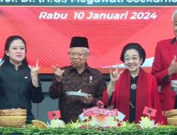 Hadiri HUT PDIP Ke-51, Ma’ruf Amin Salam Tiga Jari