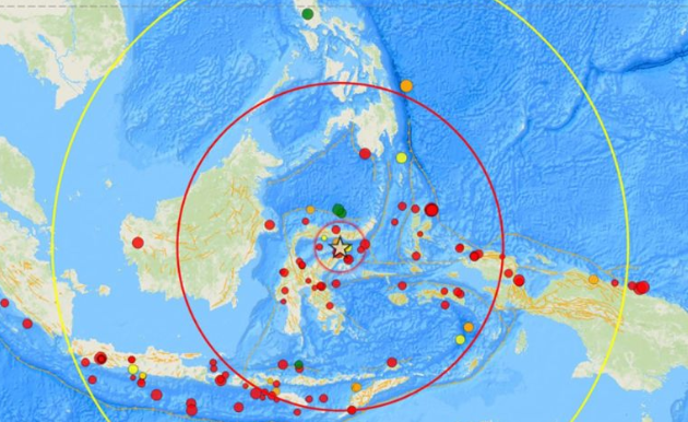 Data pusat gempa yang terjadi di Gorontalo. ANTARA/HO-BMKG