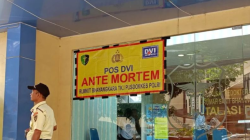 Suasana Pos DVI Ante Mortem Rumah Sakit Bhayangkara Tk I Pusdokkes Polri (RS Polri) Kramat Jati, Jakarta Timur, Senin (20/1/2025). ANTARA/Siti Nurhaliza.