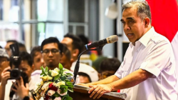 Ketua MPR Ahmad Muzani memberikan sambutan pada perayaan HUT Ke-17 Partai Gerindra di Kompleks Parlemen, Senayan, Jakarta, Kamis (6/2/2025). Puncak perayaan HUT Ke-17 Partai Gerindra akan digelar pada 15 Februari 2025 mendatang. ANTARA FOTO/Rivan Awal Lingga/foc.