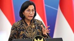 Arsip foto - Menteri Keuangan Sri Mulyani menyampaikan paparan dalam Sarasehan Ekonomi Bersama Presiden RI di Menara Mandiri, Senayan, Jakarta, Selasa (8/4/2025). ANTARA FOTO/Aditya Pradana Putra/Spt/aa.