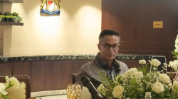 Ketua Umum Kadin Indonesia Anindya Bakrie dalam acara World Economic Forum CEO Dinner di Jakarta, Jumat (23/5/2025). (ANTARA/Muzdaffar Fauzan)