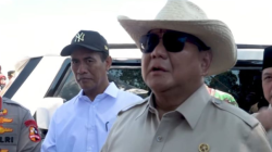 Presiden RI Prabowo Subianto memberikan keterangan kepada media usai melepas ekspor jagung perdana ke Malaysia di Kabupaten Bengkayang, Kalimantan Barat, Kamis (5/6/2025). ANTARA/Mentari Dwi Gayati