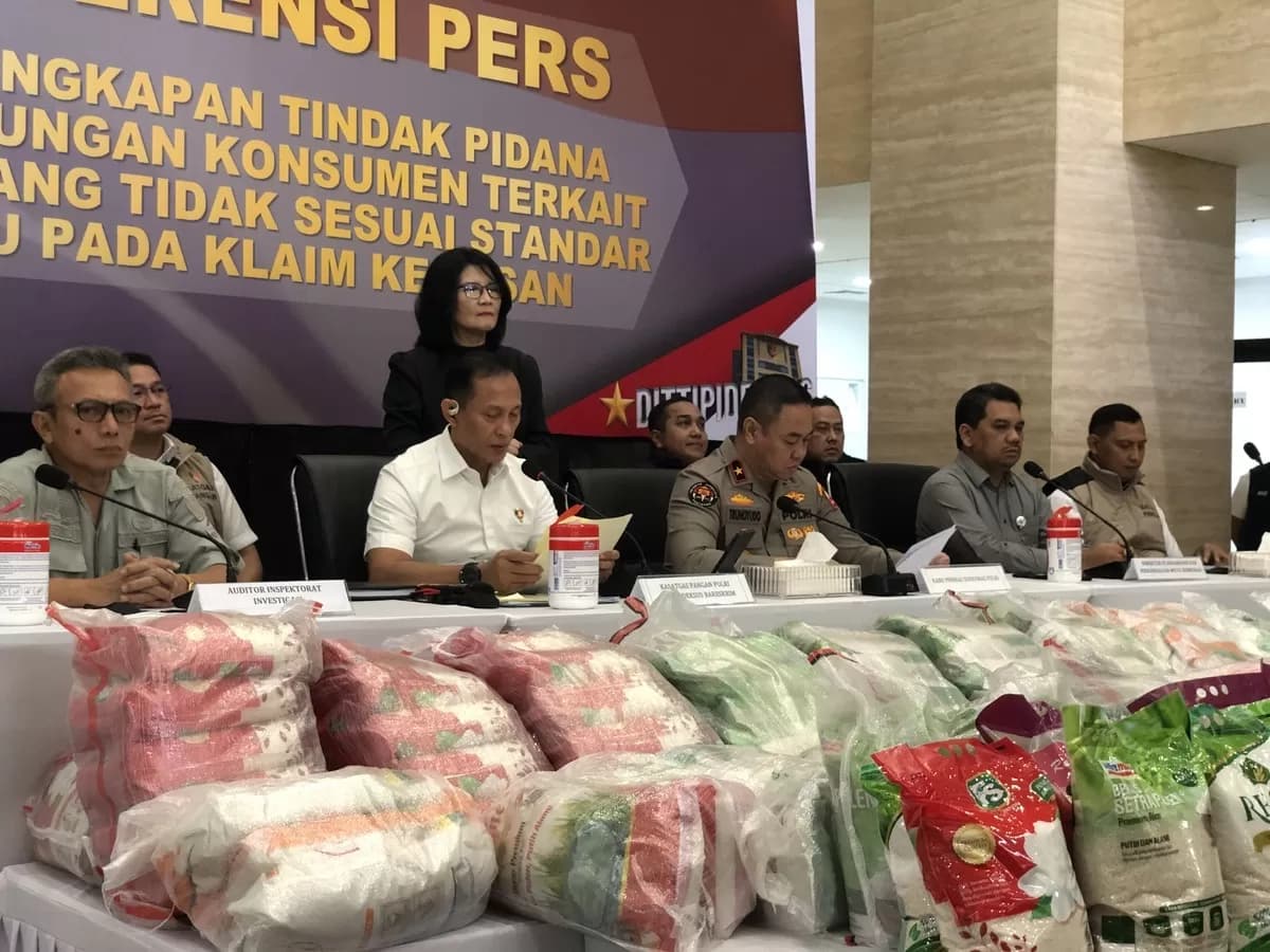 3 Produsen Terlibat Beras Oplosan, Bareskrim Ungkap Lima Merek Ini Melanggar Standar Mutu